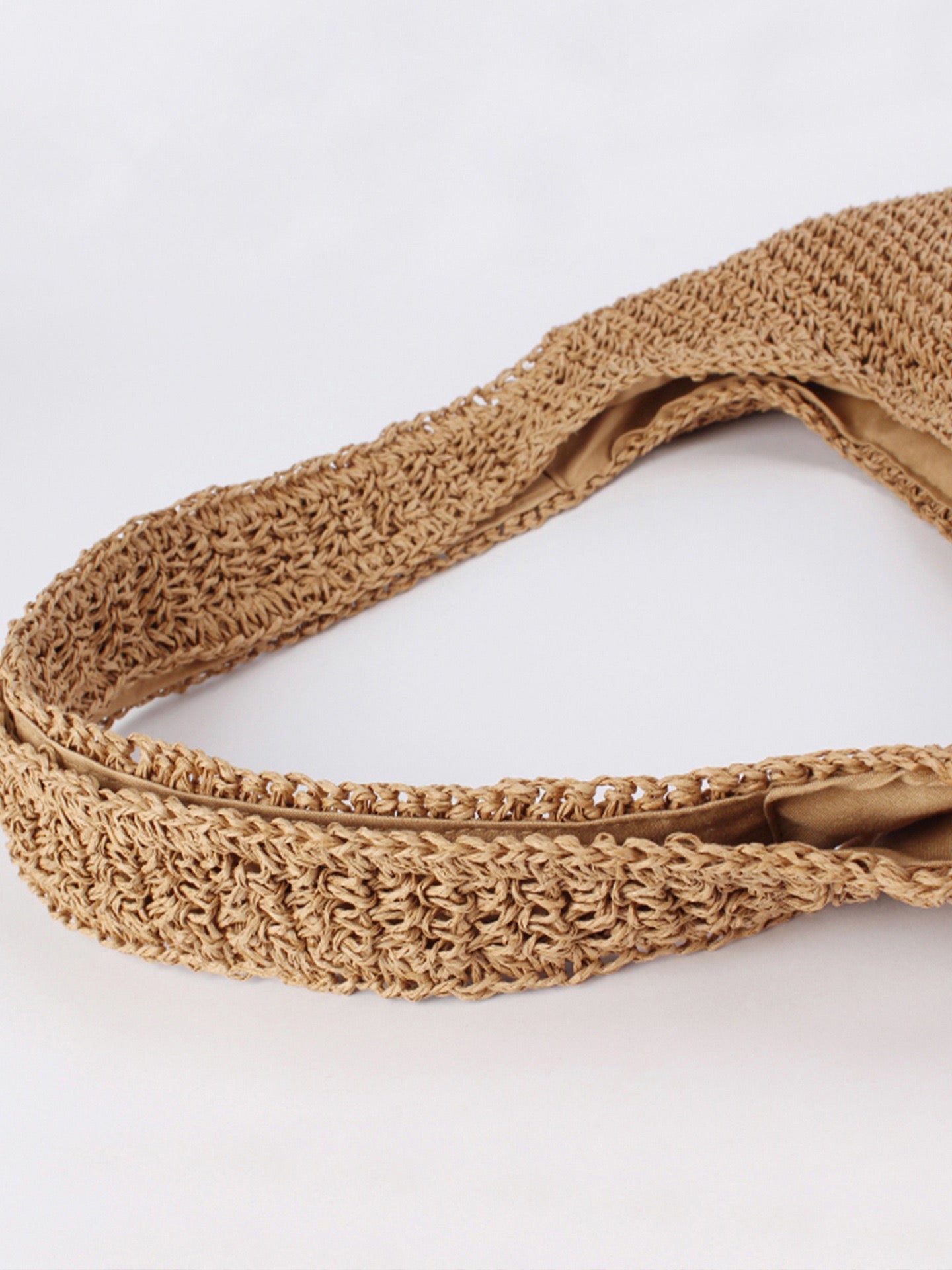 Natura — Sac hobo au crochet camel, doublure tissu