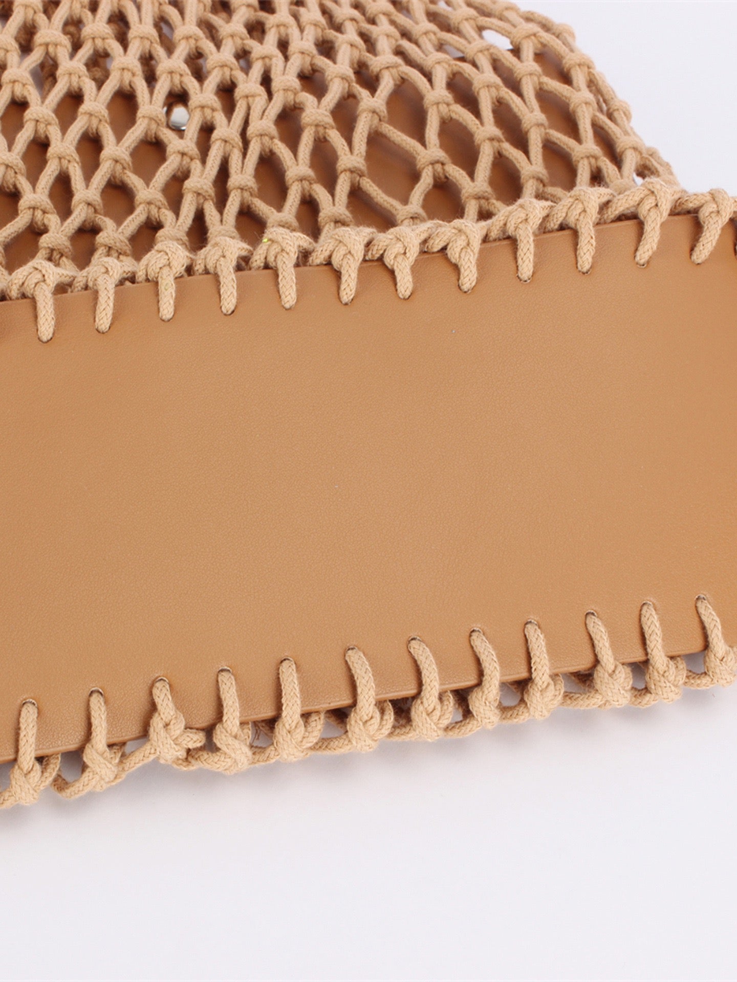 Antibes — Sac filet macramé camel à anse intégrée