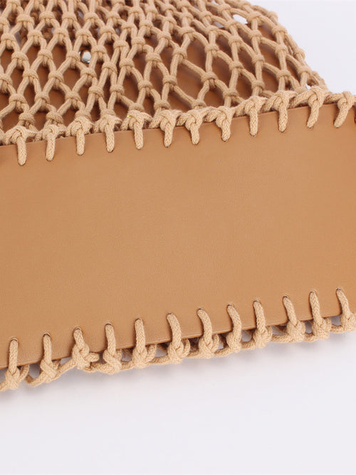 Antibes — Sac filet macramé camel à anse intégrée