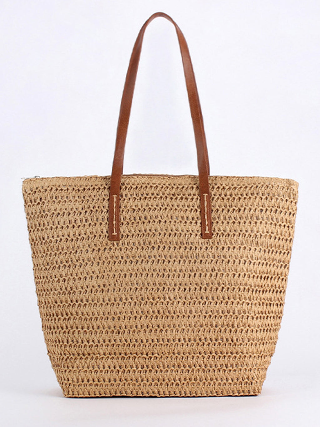 Solstice — Grand cabas au crochet, anses cuir longues